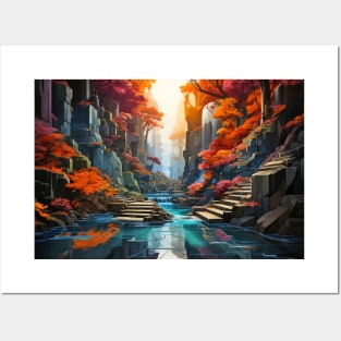 Lost City Concept Abstract Colorful Scenery Painting Posters and Art